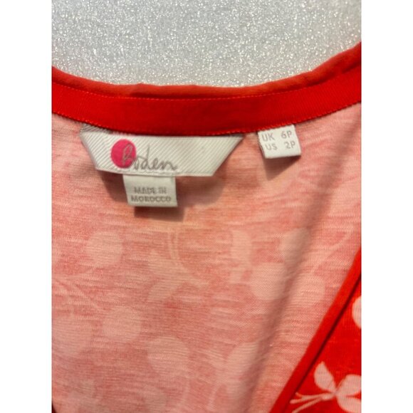 BODEN Phoebe casual jersey Dress orange sunset jungle bloom 6P petite - Picture 6 of 6